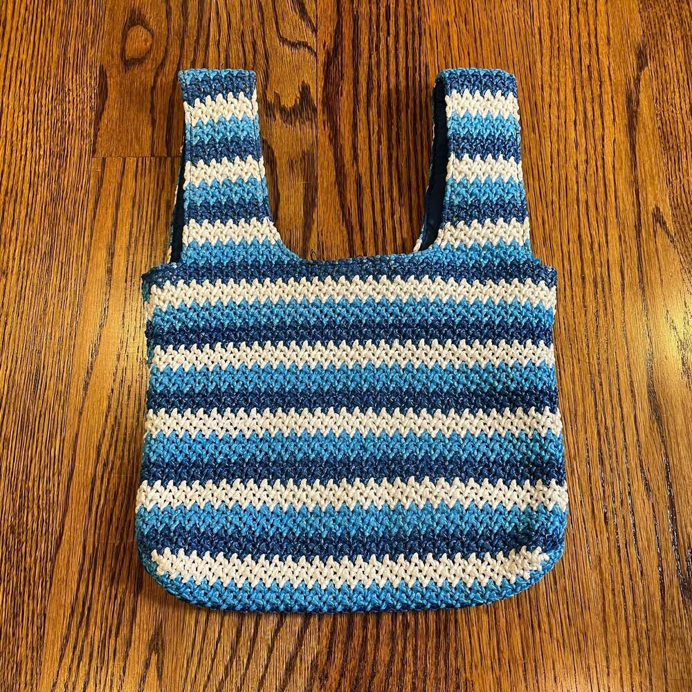 Future Collective x Alani Noelle Blue and White Striped Crochet Tote Bag